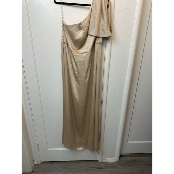 Sachin & Babi Chelsea Crinkle Satin One-Shoulder Gown 18W NWTs $185 Champagne - Picture 6 of 11